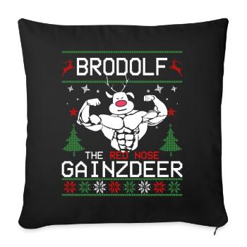 Brodolf The Red Nose Gainzdeer Ugly Sweater - Sofakissenbezug 45 x 45 cm - Schwarz - Vorne