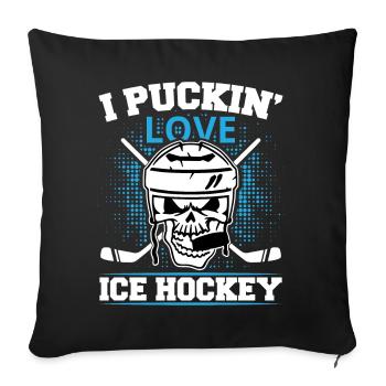 Bâtons de hockey sur glace Hockey sur glace Hockey sur glace - Housse de coussin décorative 45 x 45 cm - noir - Devant