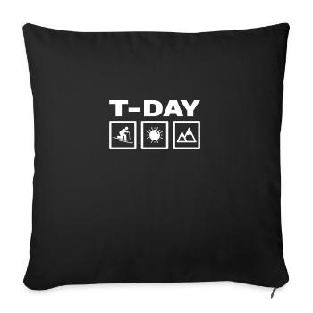 Telemark Ski Sun Mountain Skis de randonnée à talon gratuit - Housse de coussin décorative 45 x 45 cm - noir - Devant