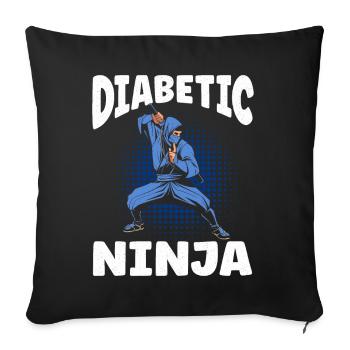 Diabetiker Ninja Diabetes Warrior Awareness Zucker - Sofakissenbezug 45 x 45 cm - Schwarz - Vorne