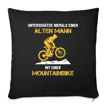 Mountainbike Alter Mann Spruch - Sofakissenbezug 45 x 45 cm - Schwarz - Vorne