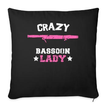 Basson Musicien Joueur fou basson dame - Housse de coussin décorative 45 x 45 cm - noir - Devant