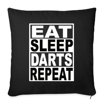 Mangez des fléchettes de sommeil Répétez - Housse de coussin décorative 45 x 45 cm - noir - Devant