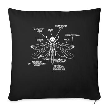 Dragonfly Anatomy Insects Animal Entomology - Sofa pillowcase 17,3'' x 17,3'' (45 x 45 cm) - black - Front