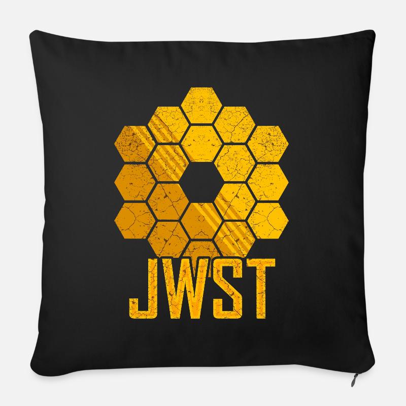 Télescope spatial James Webb JWST - Housse de coussin décorative 45 x 45 cm - noir