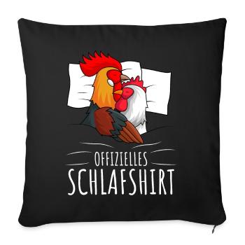 Offizielles Schlafshirt Hühner Landwirt Hahn - Sofakissenbezug 45 x 45 cm - Schwarz - Vorne