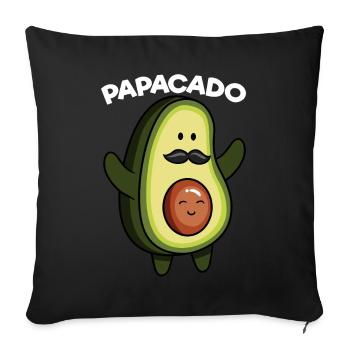 Papacado Avocat Grossesse Papa Végétalien - Housse de coussin décorative 45 x 45 cm - noir - Devant