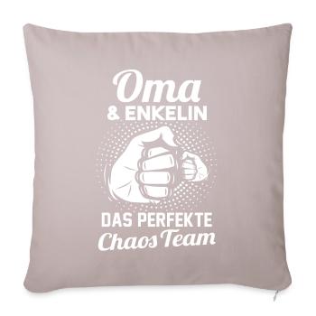 Oma und Enkelin - Sofakissenbezug 45 x 45 cm - helles Taupe - Vorne