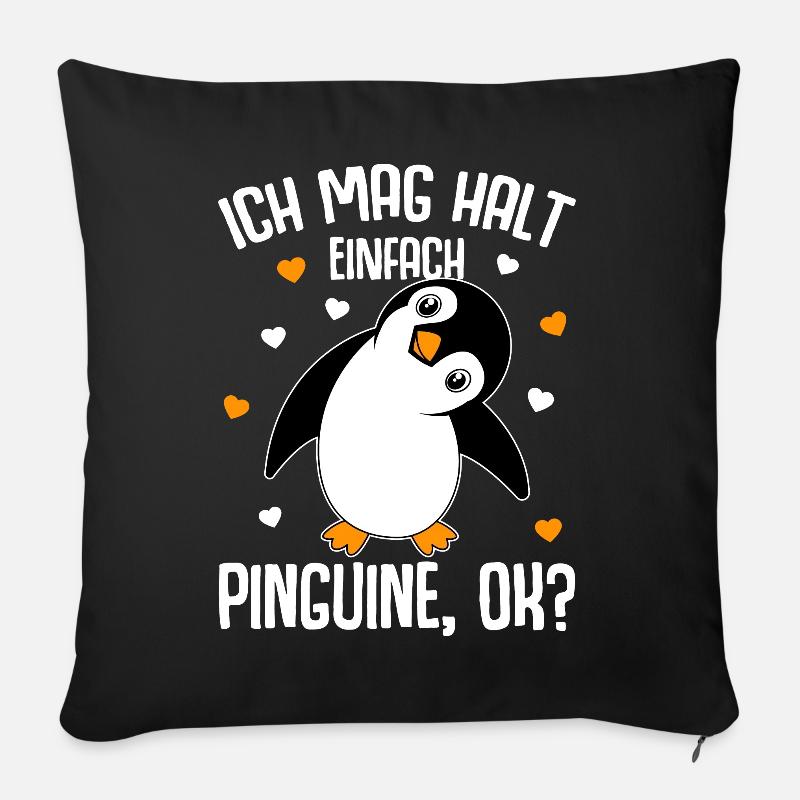 Ich mag halt Pinguine Kinder Damen Herren - Sofakissenbezug 45 x 45 cm - Schwarz