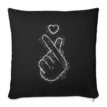 Kpop Saranghae Finger Heart K-Pop - Sofa pillowcase 17,3'' x 17,3'' (45 x 45 cm) - black - Front