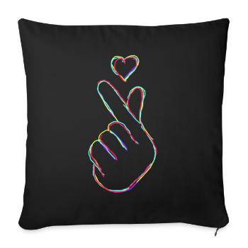 Kpop Fingers Musique Pop Coréenne K-Pop - Housse de coussin décorative 45 x 45 cm - noir - Devant