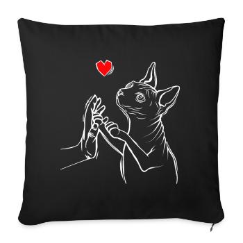 Sphynx Chat Amour Sphinx Chat Nu - Housse de coussin décorative 45 x 45 cm - noir - Devant