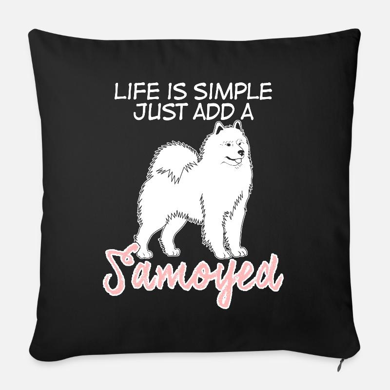 Samojede chien Samoyede Samoyed Chiens Chien - Housse de coussin décorative 45 x 45 cm - noir