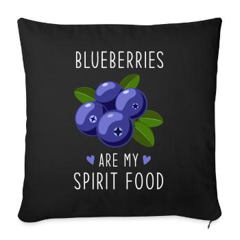 Aliments spiritueux aux bleuets - Housse de coussin décorative 45 x 45 cm - noir - Devant