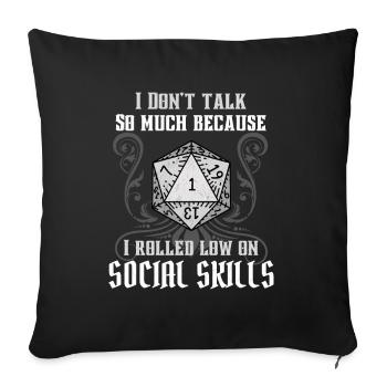 RPG Fun Social Skills Dice Gamer Pen & Paper - Sofa pillowcase 17,3'' x 17,3'' (45 x 45 cm) - black - Front