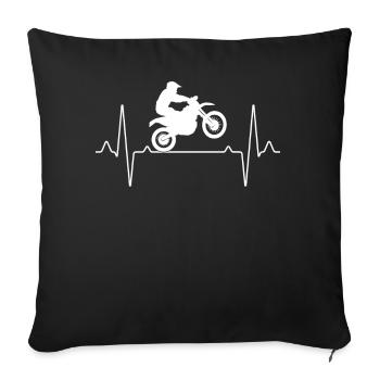 Motocross Heartbeat - Housse de coussin décorative 45 x 45 cm - noir - Devant