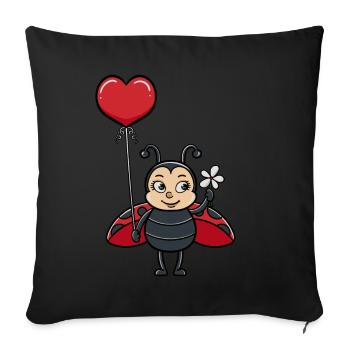 Ladybug with heart balloon - Sofa pillowcase 17,3'' x 17,3'' (45 x 45 cm) - black - Front