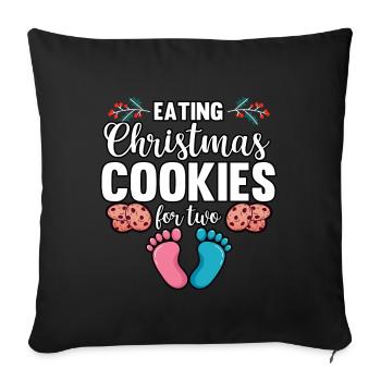 Drôle de manger des biscuits de Noël pour deux femmes enceintes - Housse de coussin décorative 45 x 45 cm - noir - Devant