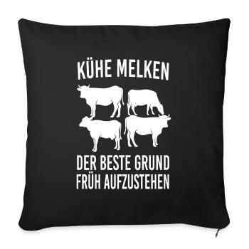 Kühe melken lustiger Spruch - Sofakissenbezug 45 x 45 cm - Schwarz - Vorne