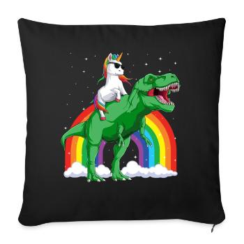 Licorne T Rex Cadeau Dinosaure Garçon Fille - Housse de coussin décorative 45 x 45 cm - noir - Devant