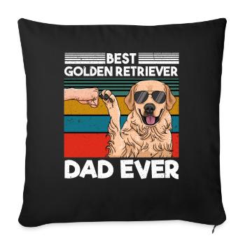 Meilleur père Golden Retriever de tous les temps - Housse de coussin décorative 45 x 45 cm - noir - Devant