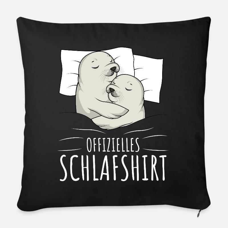 Offizielles Schlafshirt Robbe Schlafen - Sofakissenbezug 45 x 45 cm - Schwarz