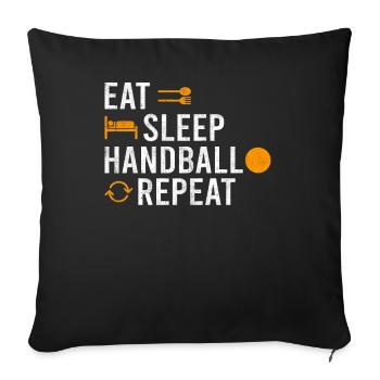 Manger Dormir Handball Répéter - Housse de coussin décorative 45 x 45 cm - noir - Devant