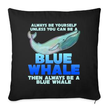 Baleine bleue Baleine bleue Disant blague Baleines Baleine - Housse de coussin décorative 45 x 45 cm - noir - Devant