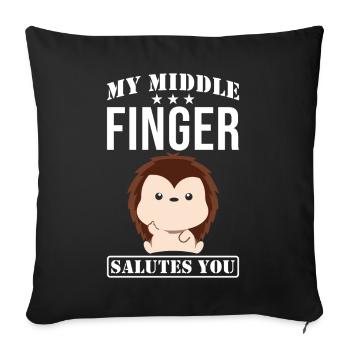 My middle finger salutes you hedgehog saying - Sofa pillowcase 17,3'' x 17,3'' (45 x 45 cm) - black - Front