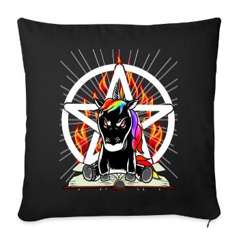 Satan Einhorn Pentagramm Teuflisch Fabelwesen Böse - Sofakissenbezug 45 x 45 cm - Schwarz - Vorne