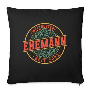 Bester Ehemann seit 2022 1. Hochzeitstag - Sofakissenbezug 45 x 45 cm - Schwarz - Vorne