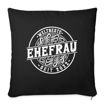 Beste Ehefrau seit 2022 1. Hochzeitstag - Sofakissenbezug 45 x 45 cm - Schwarz - Vorne