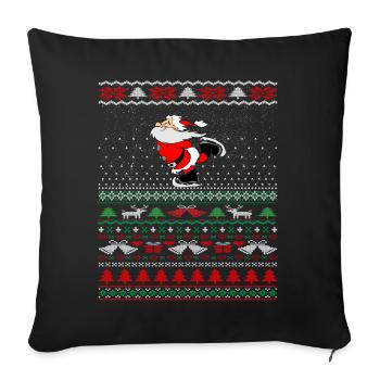 Hässlicher Weihnachtspullover Santa Skating Geschenkidee - Sofakissenbezug 45 x 45 cm - Schwarz - Vorne