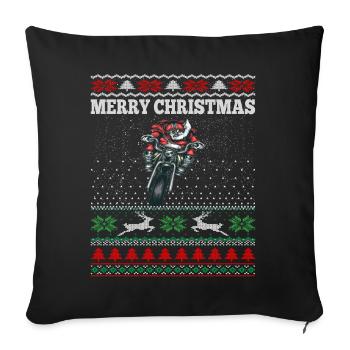 Ugly Christmas Sweater Santa Riding Moto - Housse de coussin décorative 45 x 45 cm - noir - Devant