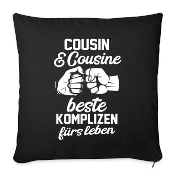 Cousin und Cousine - Sofakissenbezug 45 x 45 cm - Schwarz - Vorne