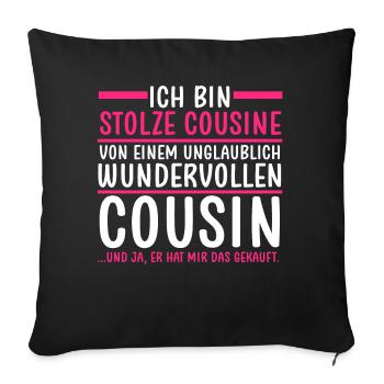Cousine und Cousin - Sofakissenbezug 45 x 45 cm - Schwarz - Vorne
