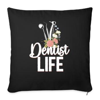 Dentist Life Floral Flower Dentist - Sofakissenbezug 45 x 45 cm - Schwarz - Vorne
