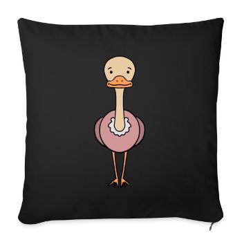Oiseau d’autruche - Housse de coussin décorative 45 x 45 cm - noir - Devant