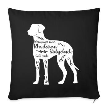 Rhodesian Ridgeback Spruch mit Hund - Sofakissenbezug 45 x 45 cm - Schwarz - Vorne
