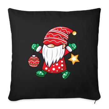 Gnome for Christmas - Sofa pillowcase 17,3'' x 17,3'' (45 x 45 cm) - black - Front