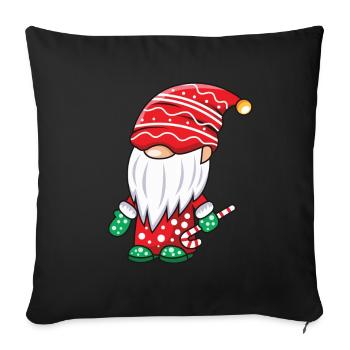Gnom mit Zuckerstange - Sofakissenbezug 45 x 45 cm - Schwarz - Vorne
