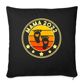 Babyparty Werdende Mama 2022 - Sofakissenbezug 45 x 45 cm - Schwarz - Vorne