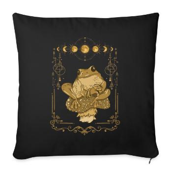 Dark Academia Cottagecore Goblincore Grenouille Champignon - Housse de coussin décorative 45 x 45 cm - noir - Devant