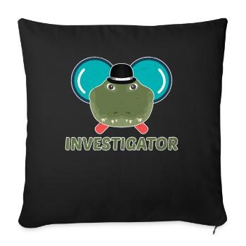 Investigator - Alligator Crocodile Reptiles - Sofa pillowcase 17,3'' x 17,3'' (45 x 45 cm) - black - Front