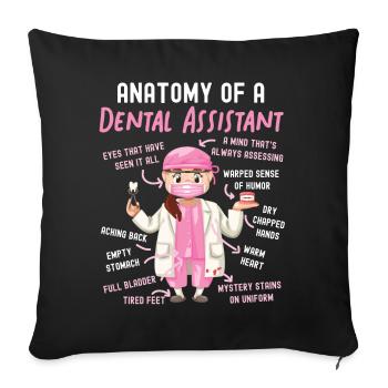 Assistant dentaire Anatomie Anatomie - Housse de coussin décorative 45 x 45 cm - noir - Devant
