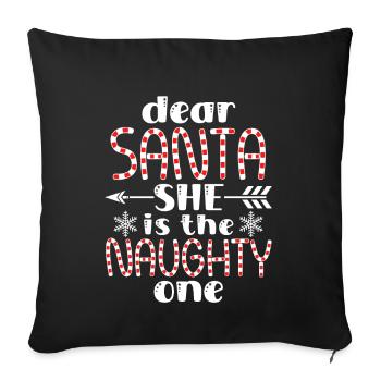 Cher Père Noël, elle est la coquine drôle de Noël - Housse de coussin décorative 45 x 45 cm - noir - Devant