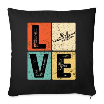 Vintage Love Airplane for Airplane Airline Pilot - Sofa pillowcase 17,3'' x 17,3'' (45 x 45 cm) - black - Front