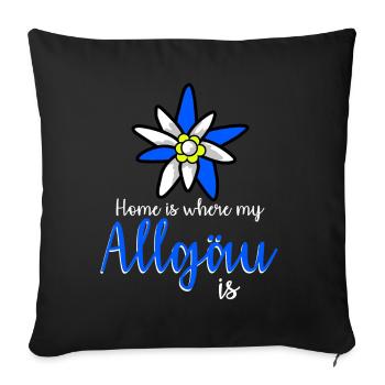 Allgäu Blume Allgäuer - Sofakissenbezug 45 x 45 cm - Schwarz - Vorne