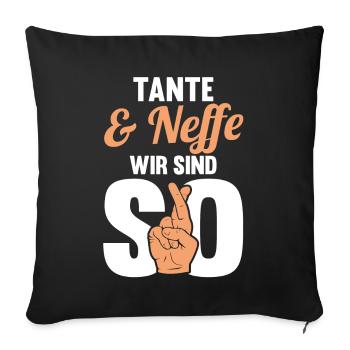 Tante und Neffe - Sofakissenbezug 45 x 45 cm - Schwarz - Vorne