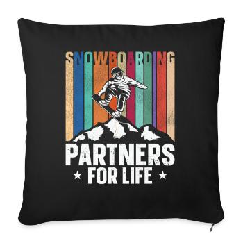 Snowboarding Snowboard Vintage - Housse de coussin décorative 45 x 45 cm - noir - Devant